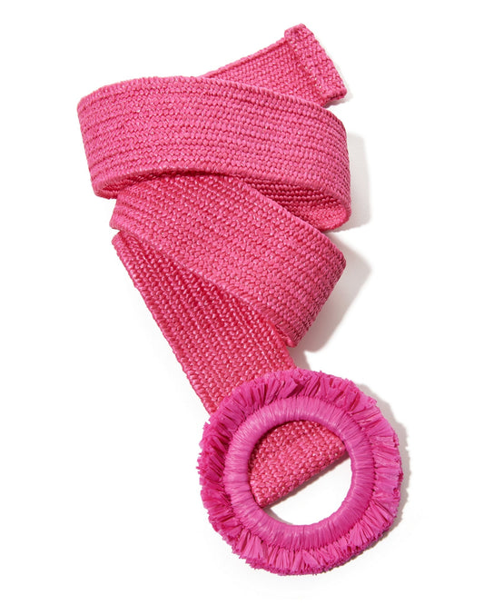 Raffia Fringe Belt Pink