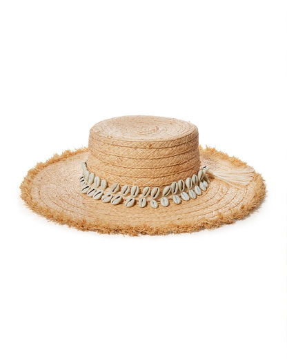 Shell Raffia Wide Brim Hat Natural