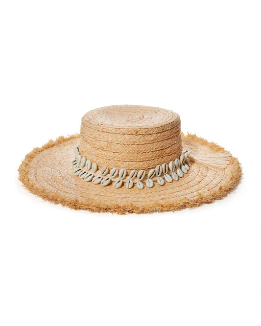 Shell Raffia Wide Brim Hat Natural