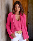 Easy Linen Single Breasted Blazer Pink
