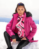 Faux Fur Trim Shaped Belted Puffer Jacket Fuchsia