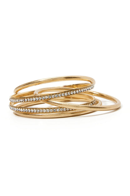 Crystal and Gold Bangle Set Gold