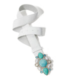 Color Pop Stone and Pearl Buckle Belt Blue Multi