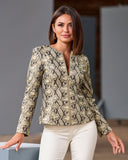 Faux Leather Python Print Collarless Peplum Jacket Multi