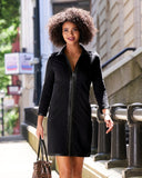 Faux Leather French Terry Dress Proper Black