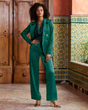 Malibu Satin Wide Leg Trouser Pant Deep Emerald