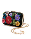 Embroidered Beaded Clutch Black Multi