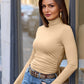 So Chic Ruched Turtleneck Top Sesame