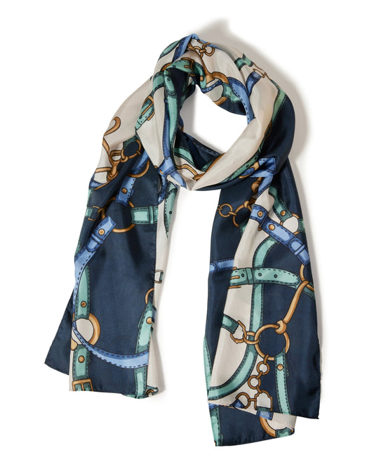 Status Border Print Scarf Blue Multi