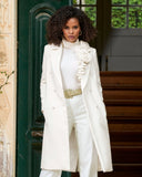 Rosette Mid Length Tailored Coat Winter White
