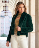 Shawl Collar Versatile Faux Fur Chubby Deep Emerald