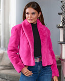 Shawl Collar Versatile Faux Fur Chubby Pink Peacock