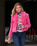 Shawl Collar Versatile Faux Fur Chubby Azalea Pink
