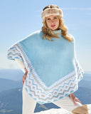 Plush Fair Isle Pearl Embellished Poncho Airy Blue