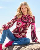 Jacquard Mock Neck Sweater Multi