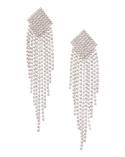 Rhinestone Fringe Earring Silver
