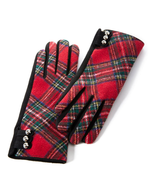 Plaid Winter Gloves Red Multi