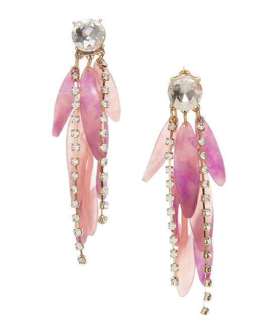 Rhinestone Drop Earring Pink/Silver