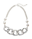 Pearl Chain Necklace Silver