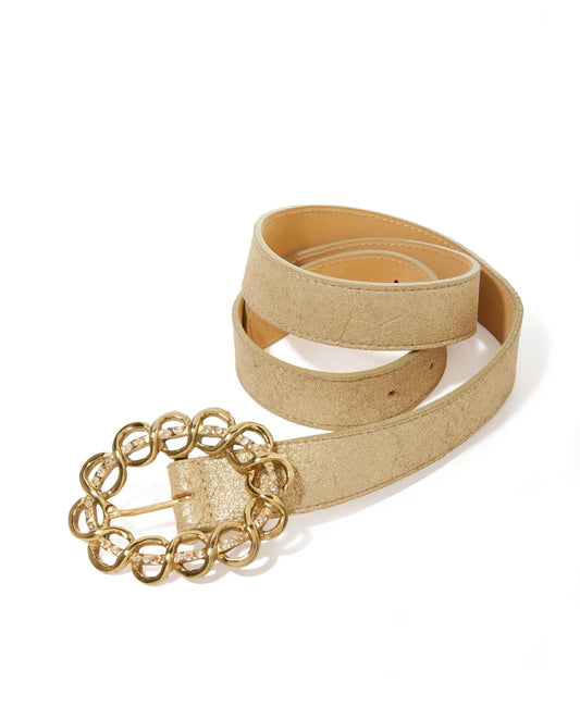 Twist Rhinestone Buckle Belt Gold