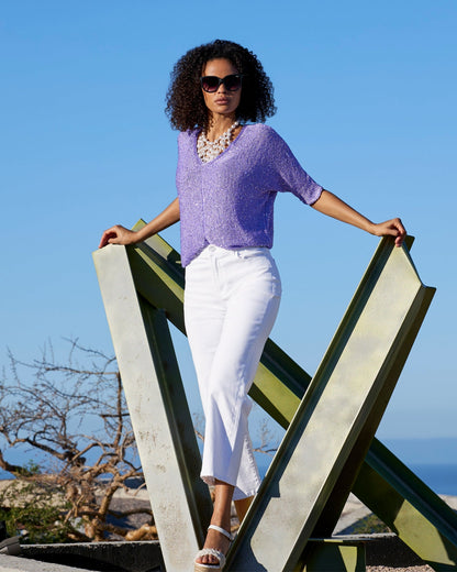 Malibu Wide Leg Cropped Jean White