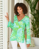 Resort Abstract Print Hardware Shimmer Tunic Blue Green