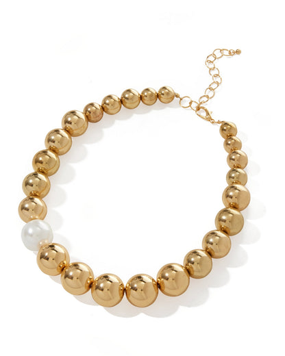 Chunky Bead Necklace Gold