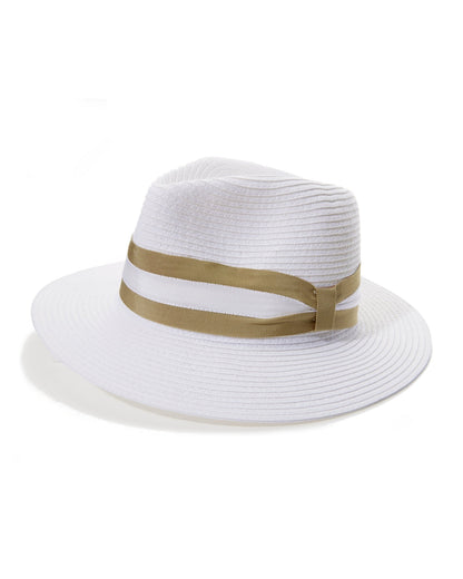Fedora Straw Hat White/Taupe
