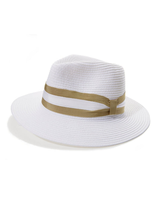 Fedora Straw Hat White/Taupe