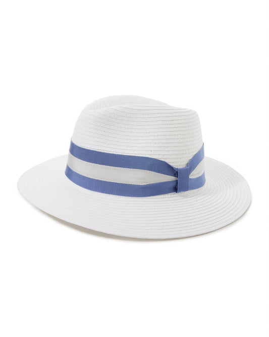Fedora Straw Hat White/Blue
