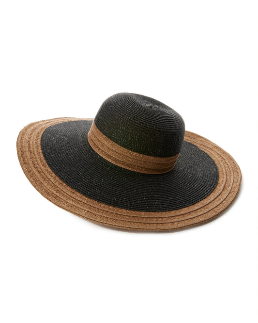 Shimmer Floppy Straw Hat Black/Gold