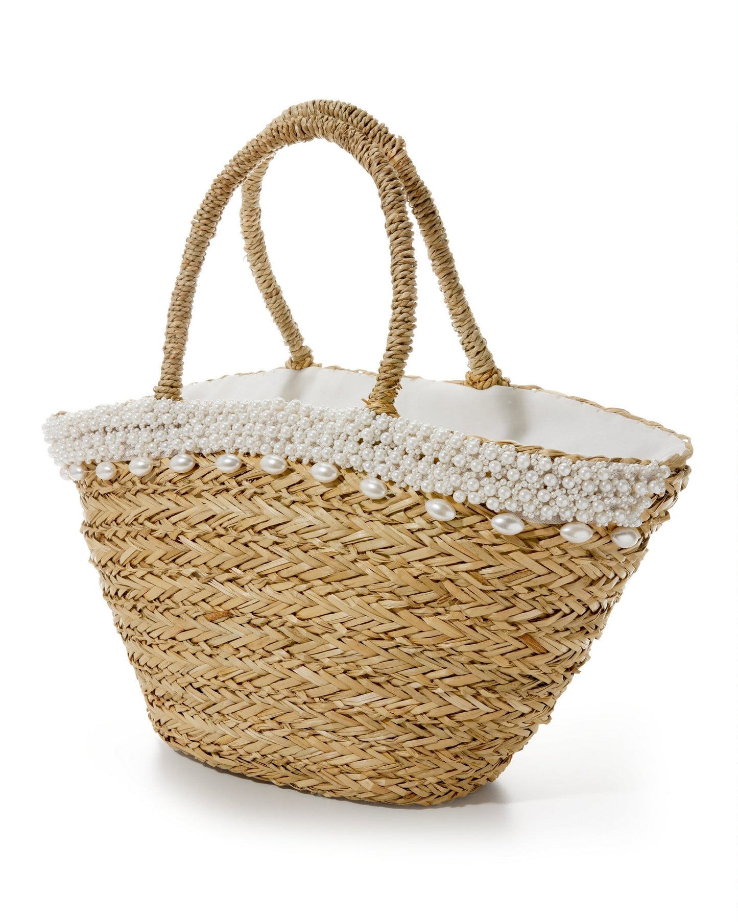Pearl Straw Handbag Natural/White