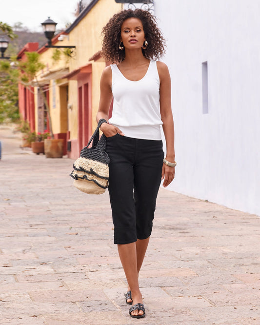 Hampton Pull On Pedal Pusher Black