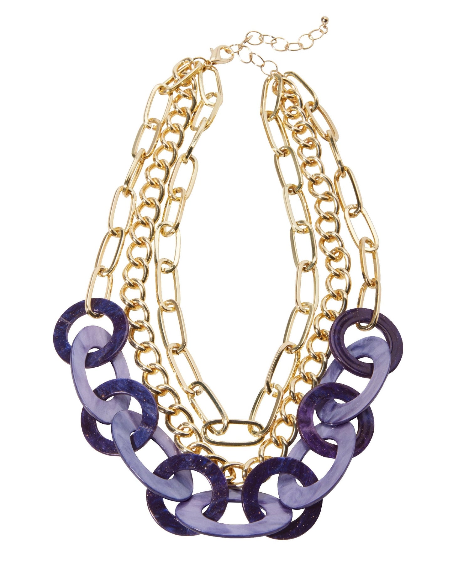 Layered Resin Chain Necklace Purple Multi