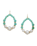 Pearl And Stone Hoop Earring White/Turquoise