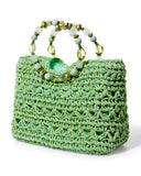 Gem Top Handle Woven Bag Green