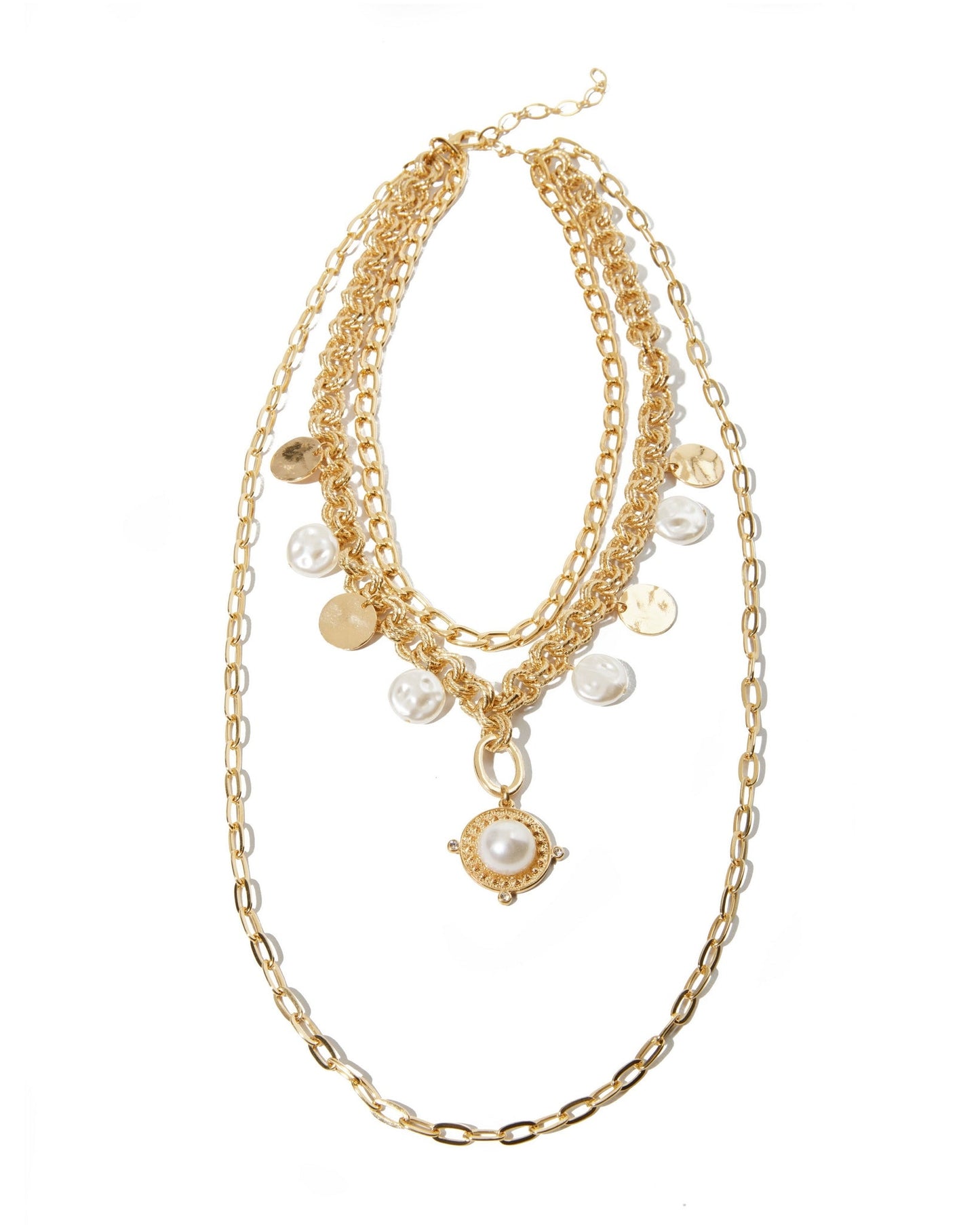Layered Statement Pearl Necklace Gold