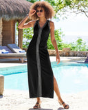Colorblocked V Neck Maxi Dress Black/White