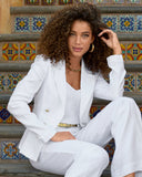 Polished Linen Blazer White