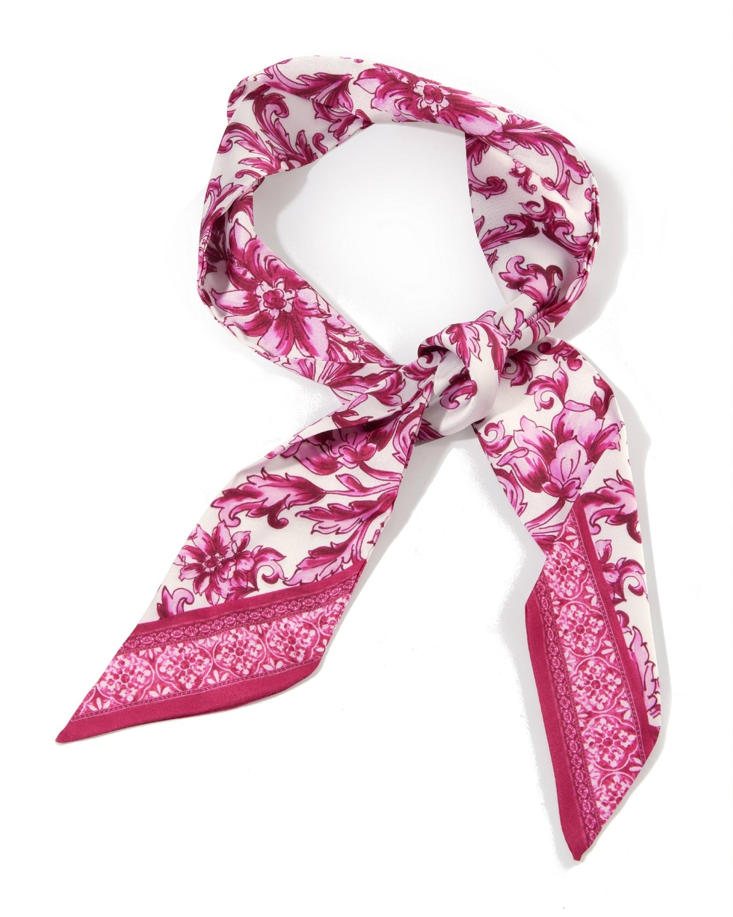 Status Border Print Scarf Pink Multi