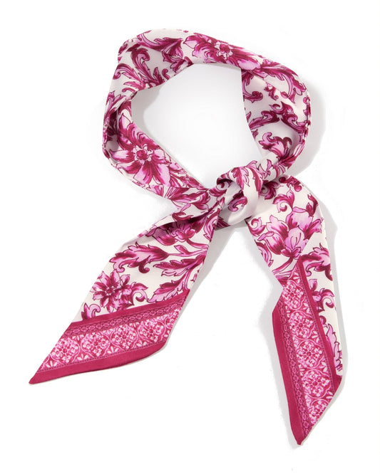 Status Border Print Scarf Pink Multi