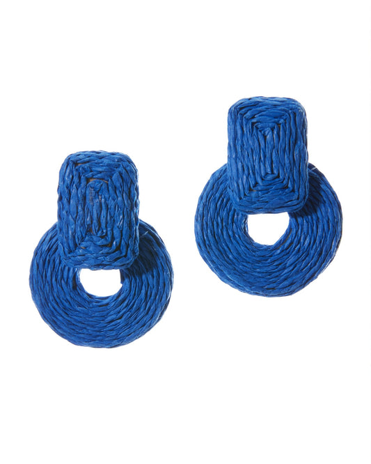 Raffia Drop Earring Blue