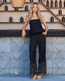 Malibu Metallic Eyelet Wide Leg Pant Black/Gold
