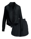 Gauze Shirt and Short Lounge Set Proper Black