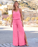 Gauze Blouson Top and Wide Leg Lounge Set Aurora Pink