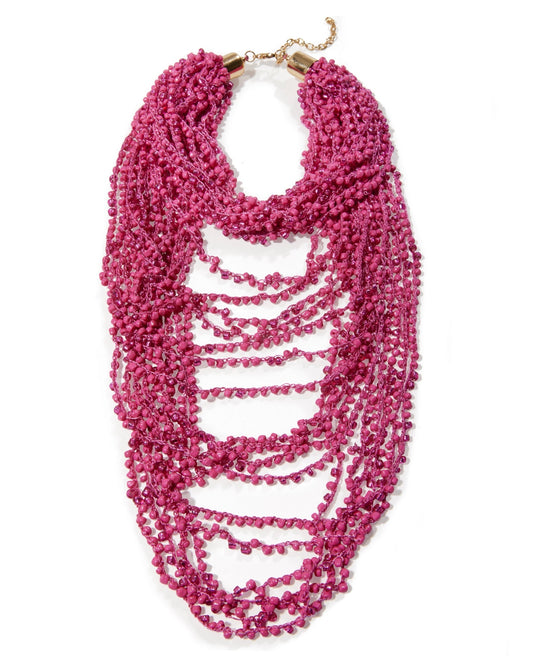 Layered Bead Necklace Pink