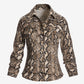 Desert Python Ruched Sleeve Shaped Denim Jacket Neutral