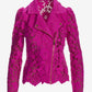Scallop Trim Lace Moto Jacket Fuchsia