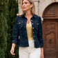 Ruched Sleeve Shaped Denim Jacket Rinse