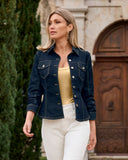 Ruched Sleeve Shaped Denim Jacket Rinse